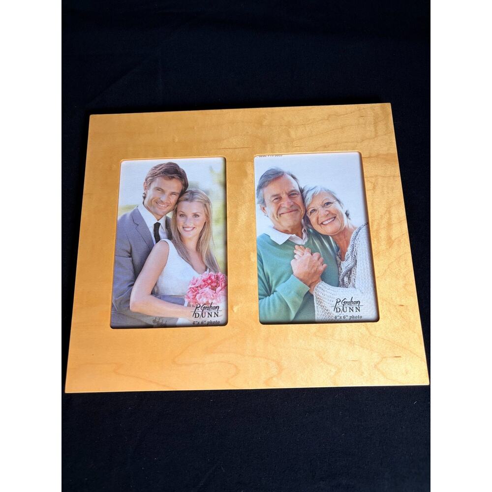 P Graham Dunn Light Wood Double Photo Frame 4x6 Minimalist Modern Farmhouse
